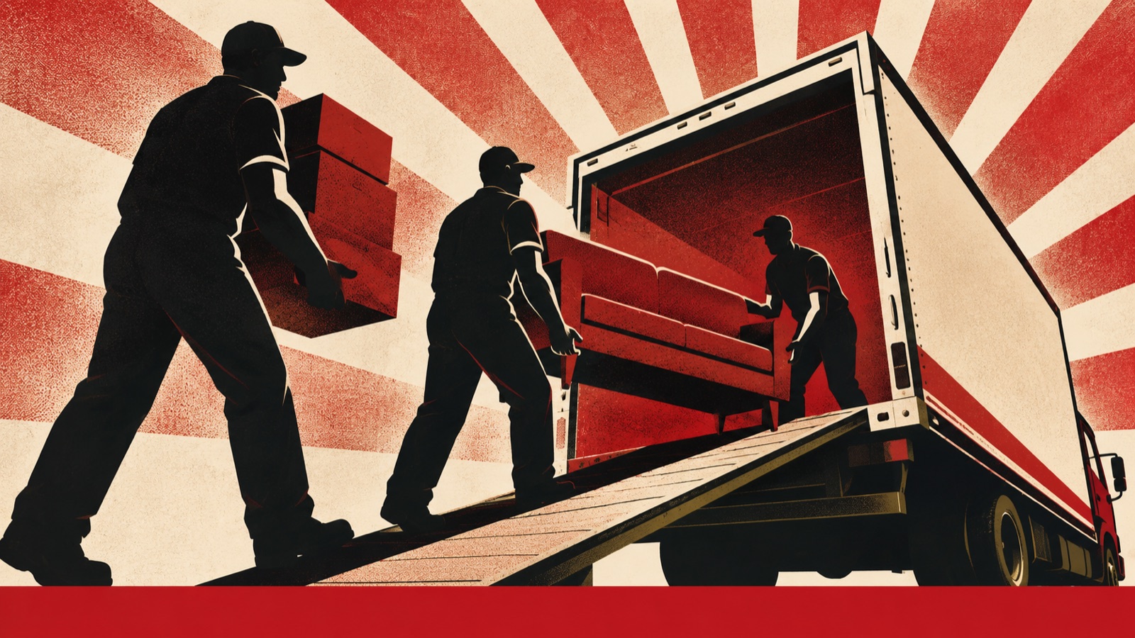 Red Line Works crew loading a couch and boxes into a moving truck